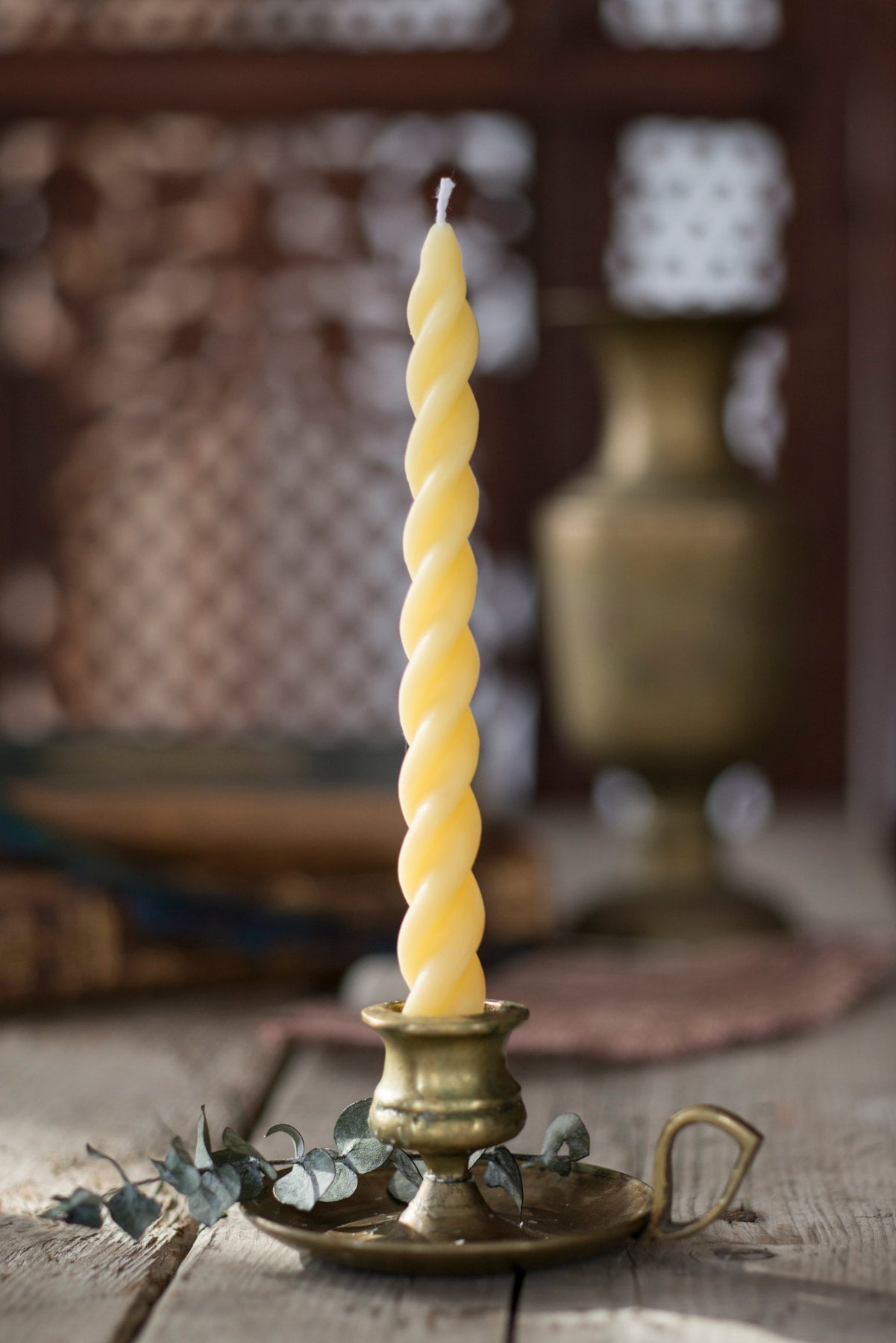 Double Spiral Beeswax Taper Candles - 7/8 x 12 - Pair - Crafted Candles